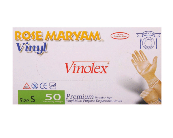 دستکش معاینه رز مریم سبز سایز کوچک 50 عددی